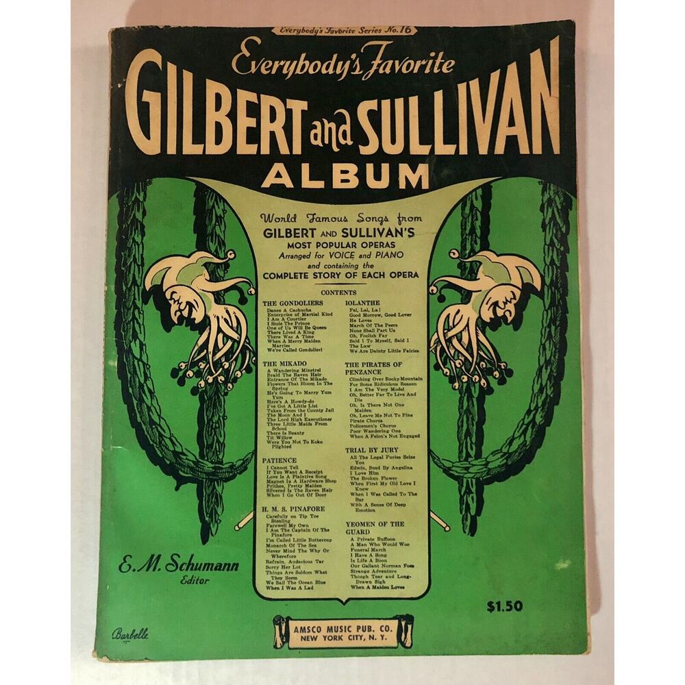 Vintage 1938 Gilbert & Sullivan Opera Sheet Music Album Amsco NYC Piano Voice